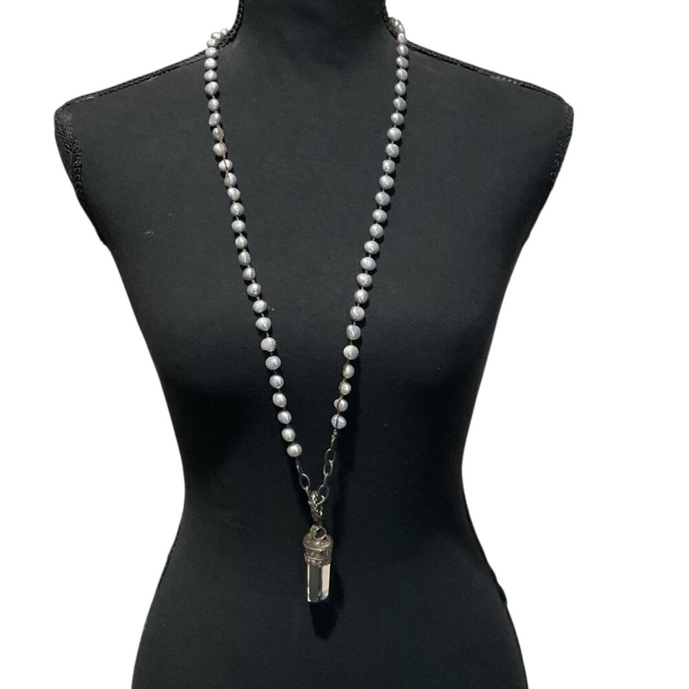 Love Heals Pearl Charm Statement Necklace With Crystal Pendant - Picture 5 of 10